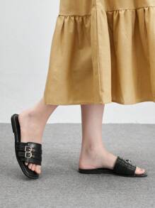 CUCCOO BIZCHIC Women's Casual Versatile Simple Flat Sandals Spring Shoes Spring Break Easter - Black - View 5