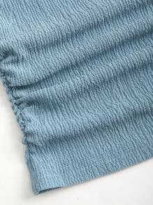 Sweetra 2pcs Women All-Match Off The Shoulder Top & Drawstring Wide Leg Pants Set, Simple & Versatile - Blue - View 6