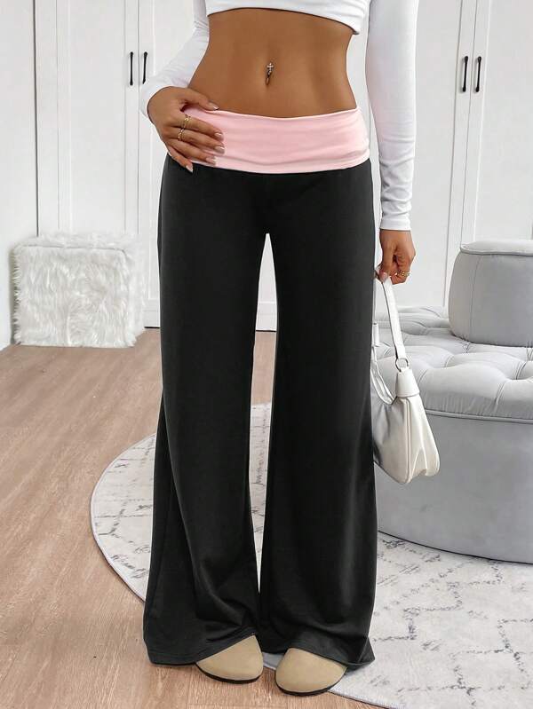 INAWLY Women's Casual Contrast Color High Waist Wide Leg Sweatpants Graduation,Back To School Outfits,Graduation,Teacher Outfits For Women,Back To School