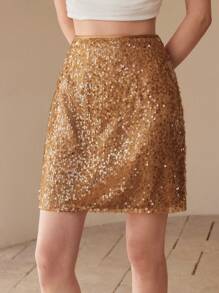 MOTF PREMIUM Falda recta con lentejuelas