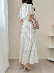 FRIFUL Women's Long Ditsy Floral Chiffon Dress With Shawl, Suitable For Dating, Summer' Sundress