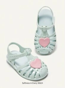 Cozy Pixies 1 双心形时尚百搭可爱绿色婴儿水晶公主鞋，舒适柔软沙滩凉鞋 - 綠色 - 查看 10