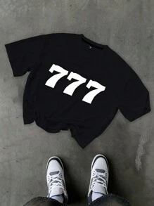 PAVTROS Manfinity Streetrush Men's Round Neck Short Sleeve Number Print Simple Casual T-Shirt Men Cropped Tees Graphic Tops Tops Cropped Men Men Cropped T Shirt T Shirts Graphic