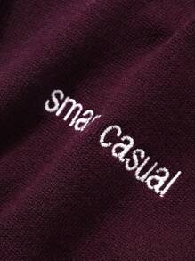 Dazy-Less Women's Casual Embroidered Letter Short Sleeve Knitted Sweater Top, Business Casual,Back To School Clothes,Teacher Outfits - Red - View 7