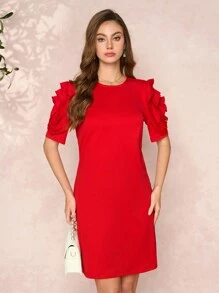 SHEIN Clasi Women's 3D Rose Romantic Valentine's Day Dress, Valentine's Outfit Festival