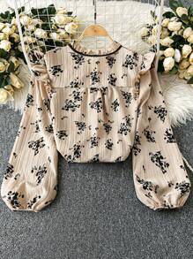 SHEIN Clasi Áo sơ mi dệt thường ngày mùa hè cho nữ - Màu be - Xem 2