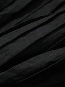 FRIFUL Conjunto de 2 piezas para mujer: Blusa negra fruncida y falda de cintura alta, estilo vintage para vacaciones
