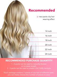 7 PIEZAS Extensiones de cabello con clip recto 100% cabello humano real de 14-24 pulgadas 115G Doble trama Extensiones de cabello con clip invisibles Cabello humano Remy natural para uso diario de mujeres y niñas - S16/22A - Ver 4