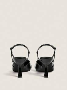 Muvela Women's Fashionable, Elegant And Sexy Lace Net Butterfly Strappy Open Back Pointed Toe Flats Spring Shoes Spring Break Easter Prom Heels - Black - View 3