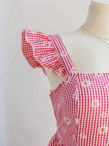 Soleia Vestido corto de manga corta con diseño de cuadros, estilo bohemio, para mujeres de talla grande, para verano