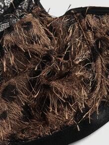 ROMWE Grunge Punk 3 件套朋克狂野蚊香豹纹金属链运动胸罩、丁字裤和吊袜带性感内衣套装 - 黑色 - 查看 5