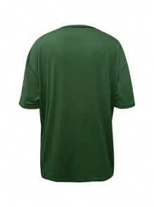 Men's Crew Neck Short Sleeve Numeric Print Casual Sports Top