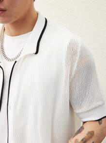 Manfinity CasualKnits Men's Casual Contrast Trim Short Sleeve Knit Top - Multicolor - View 2