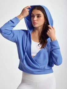 Women Plain Color Long Sleeve Minimalist Hoodie Sweatshirt, Casual Daily Wear