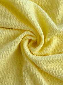 Soleia 女士度假风无肩带蓝色纹理不对称下摆侧开衩褶皱修身衬衫 - 黃色 - 查看 7