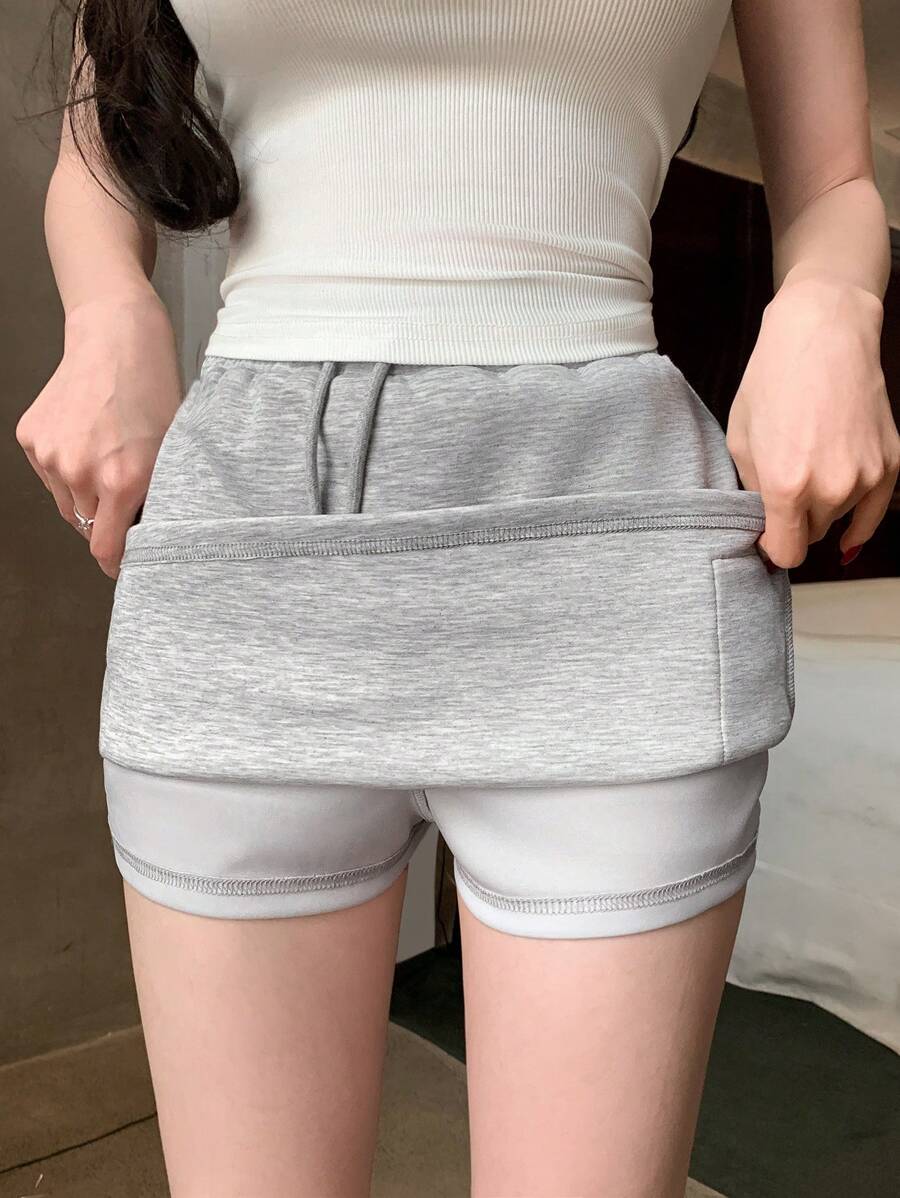 FRIFUL 女式灰色修身实用迷你裙，带口袋，夏季，铅笔裙 - 淺灰色 - 查看 1