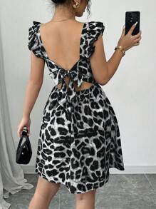 Chiquease Váy ngắn thường ngày họa tiết da báo buộc lưng cho nữ, họa tiết ngẫu nhiên - Nhiều màu - Xem 5