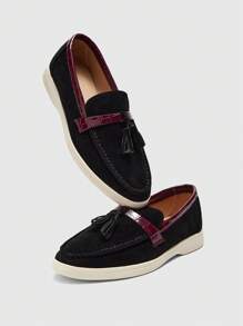 CUCCOO BIZCHIC Women's Casual Versatile Flat Slip-On Shoes With Fringed Design Spring Shoes Spring Break Easter - Black - View 2