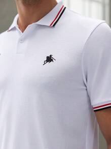 Calvornis Chemise polo à manches courtes décontractée pour homme - Blanc - Voir 3