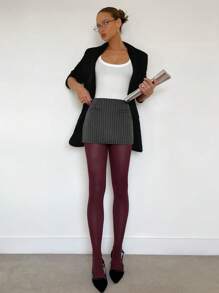 SHEIN Essnce 女士灰色系列办公室通勤迷你紧身裙，春夏季 - 灰色 - 查看 3