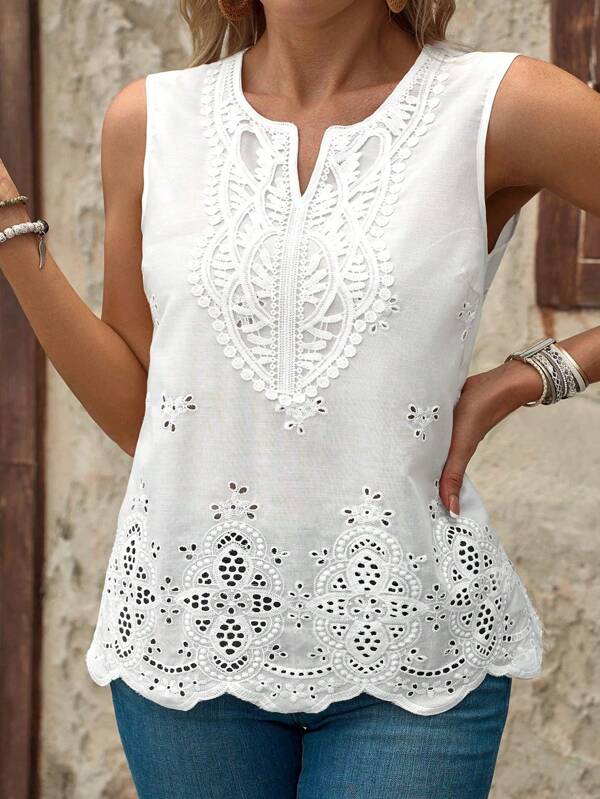 EMERY ROSE Top sin mangas de talla grande de color liso para vacaciones, estilo minimalista para uso diario, primavera/verano