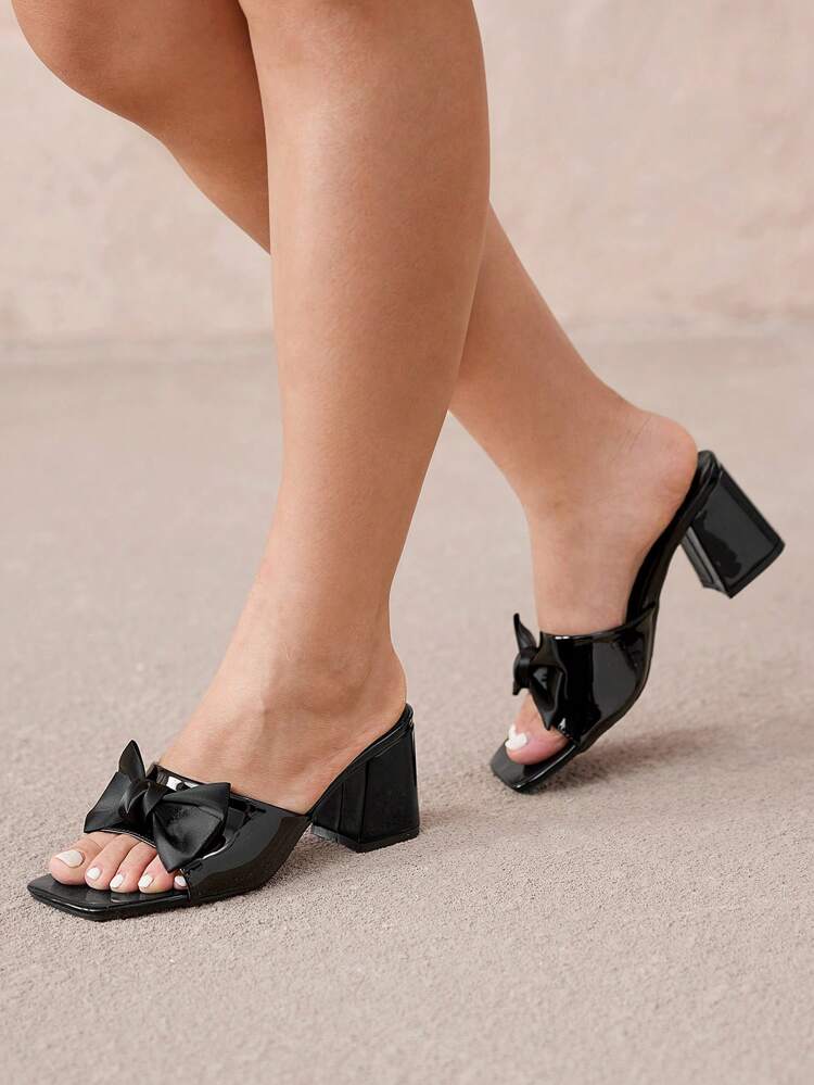 CUCCOO CURVES Plus Size Women Sandals Wide-Fit Bowknot Toe-Strap Slides, Suitable For Outdoor, Vacation And Daily Wear, Summer