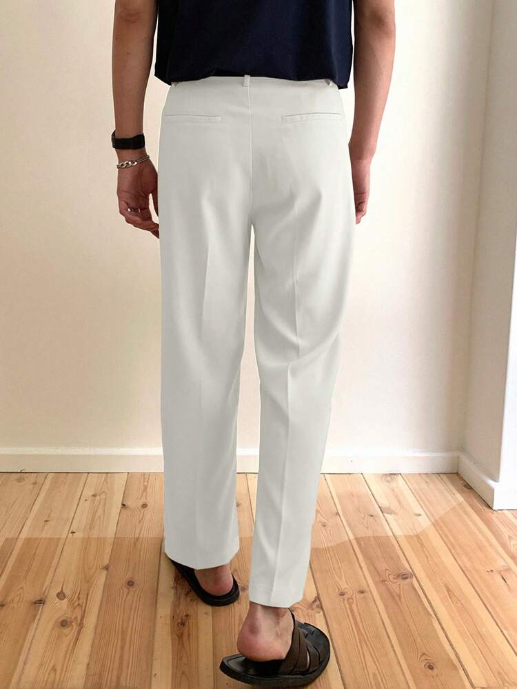 Men's Casual Versatile White Suit Pants For Spring Business Attire