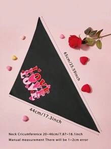 PETSIN 1 pezzo Bandana universale per cani e gatti, con stampa di lettere d'amore nere, per la Festa di San Valentino