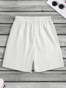 Manfinity Homme Plus Size Men's Solid Color Drawstring Waist Pocket Loose Shorts - White - View 2