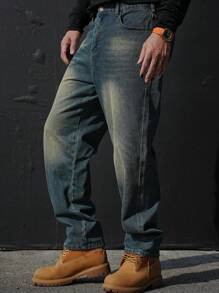 DAZY Men's Simple Pocket Design Casual Denim Jeans, Suitable For Daily Wear In Autumn - Blue - View 5