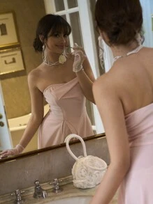 Elenzga Robe élégante et romantique pour femmes, avec bandeau et taille évasée, en patchwork de matériaux, pour la Saint-Valentin - Rose bonbon - Voir 4