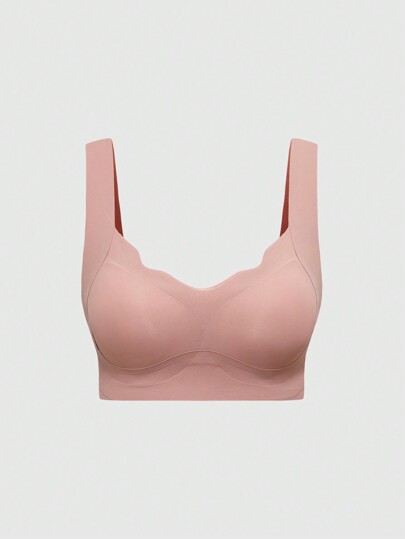 Ladies Seamless Wireless Padded Bra With Wavy Trim