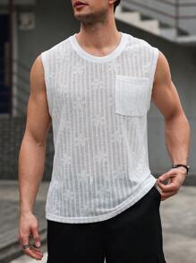 Manfinity Homme Men's Solid Color Crew Neck Sleeveless Pocket Casual Tank Top - Khaki - View 3