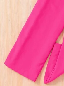 SHEIN 2 件套 Tween 女童碎花编织圆领上衣和合身编织裤套装