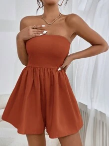 SHEIN Essnce Women's Solid Color Pocket Minimalist Casual Romper