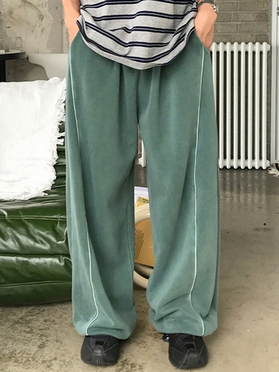 DAZY Men's Green Stripe Decorated Track Pants, All Season - Green - View 1