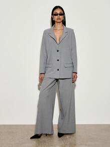 AiiRZ Ensemble veste blazer surdimensionnée et pantalon palazzo professionnel. Tailleur formel avec pantalon ample. Tenue de travail de bureau, look exécutif contemporain pour la carrière