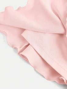 SHEIN Girlism Teen Girl's Drawstring Waist Ruffles Cake Pink Skirt With Shorts, Casual