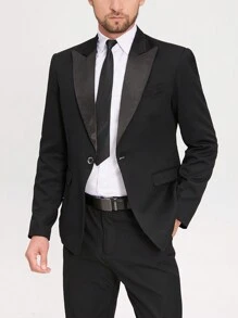 Manfinity Mode Men Front Button Closure Long Sleeve Pocket Minimalist Shirt And Pants Suit Set - Black - View 3