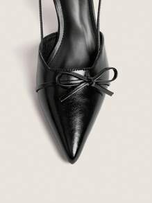 Muvela Women's Fashionable, Elegant And Sexy Lace Net Butterfly Strappy Open Back Pointed Toe Flats Spring Shoes Spring Break Easter Prom Heels - Black - View 4