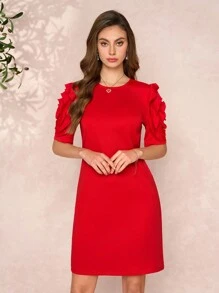 SHEIN Clasi Women's 3D Rose Romantic Valentine's Day Dress, Valentine's Outfit Festival