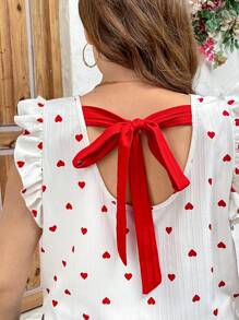 SHEIN LUNE Plus Size Solid Color Splicing Backless Tie Simple Shirt, Casual & Holiday - White - View 3