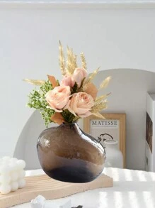 Cirelle 1 件玻璃花瓶适用于客厅卧室厨房浴室、办公桌书柜架子窗台橱柜手工工艺品和独特设计、精美家居装饰、拉玛桌装饰、母亲节礼物、乔迁礼物 - 棕色 - 查看 5