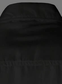 EURMUSE Camisa de manga larga de 100% algodón de unicolor para hombres - Negro - Ver 3