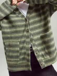 LYSMO Yellow Green Pocket Cardigan- Spring/Summer Vacation-2025New Arrival - Multicolor - View 6