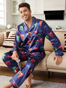 CoupledUp Men's Christmas Color Loungewear Pajama Set - Multicolor - View 2