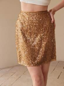 MOTF PREMIUM Falda recta con lentejuelas