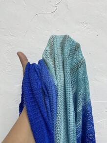 Swim Lushoire 2 piezas Conjunto de camisa y shorts de talla grande para mujer con efecto ombre y diseño calado, sexy y casual para cubrir en la playa o de vacaciones, para el verano