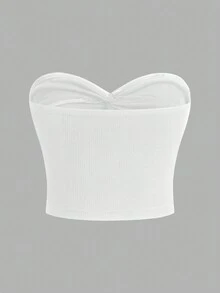 SHEIN MOD Women's 2 Packs Twist Front Ribbed Knit Strapless Tube Top Set, Black And White, Off The Shoulder Top Suitable For Going Out - Multicolor - View 4