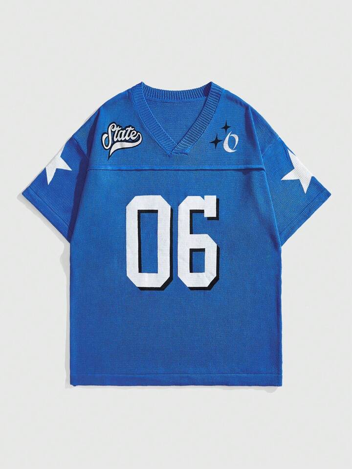Our Prep Men's Jersey V-Neck Football Inspired Knitted Sweater is